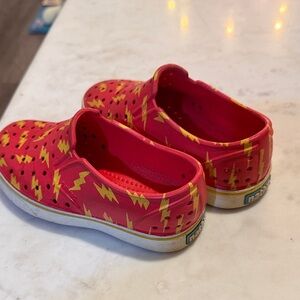 Native Kids Shoes - Red with Yellow Lightning 10
